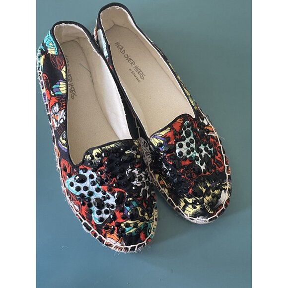 Head Over Heels by Dune Sequins Butterflies Espadrilles Women's Size 8 - Picture 5 of 9